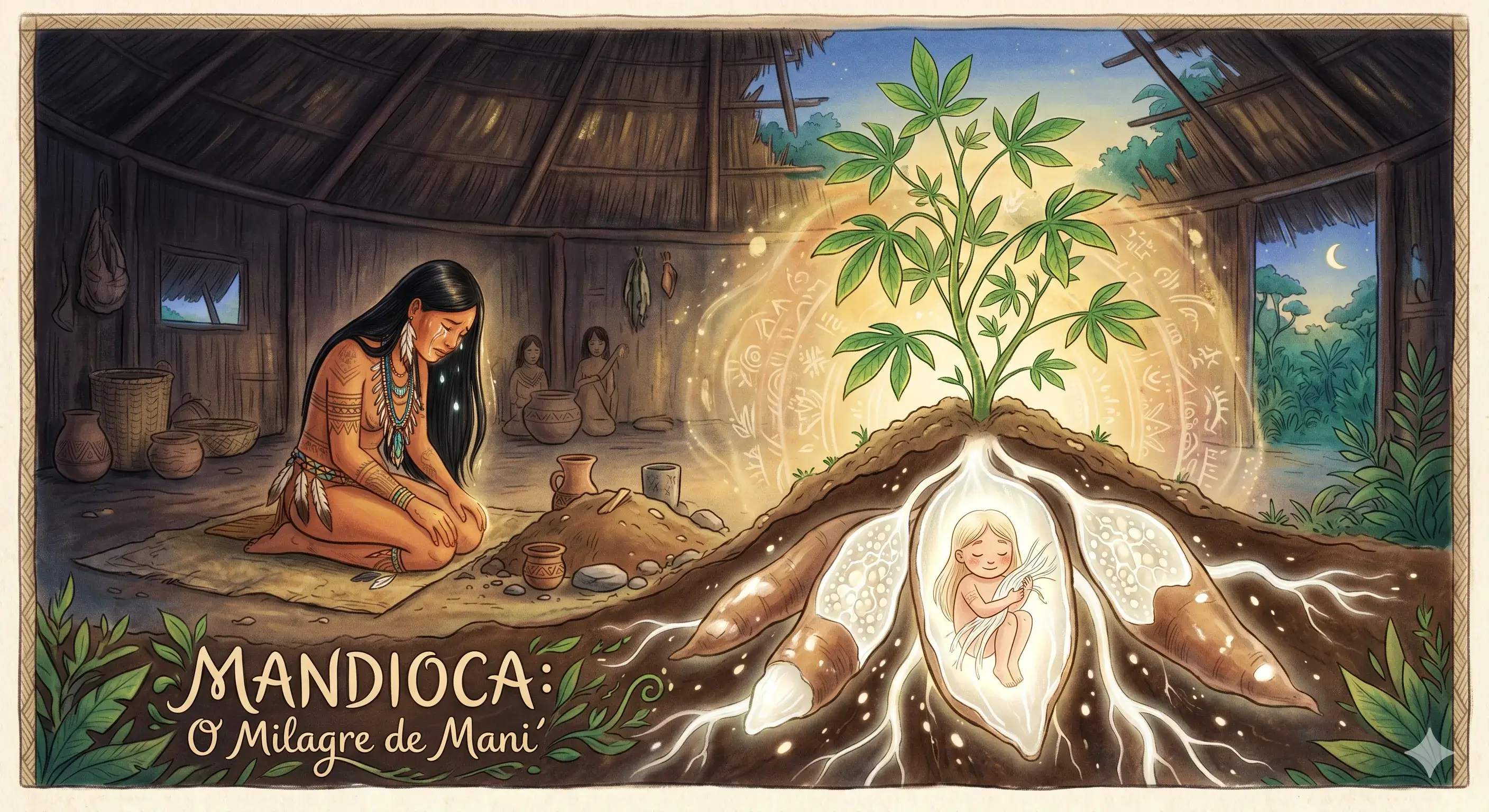 A Raiz Sagrada: A Lenda de Mani e o Surgimento da Mandioca